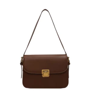 Petit sac à main rétro avec bandoulière, couleur beige avec fermoir doré