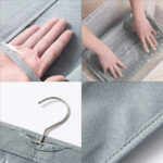 Détail d'un rangement de sac à main gris