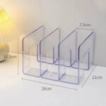 Rangement sac à main transparent robuste et durable, avec 3 compartiments, détail des dimensions