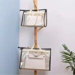 Deux tailles de rangement sac à main de transport pratique transparent accrochés sur un porte manteau