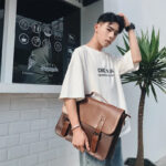Sac à main homme cuir décontracté au style rétro