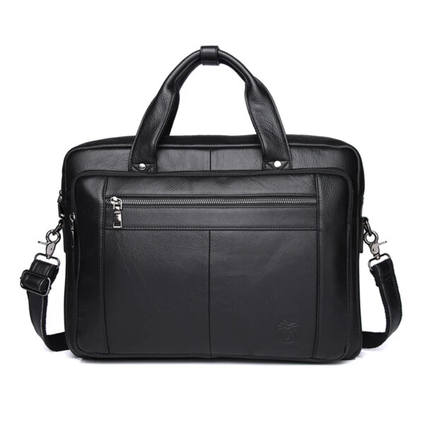 Sac à main homme cuir noir pratique et élégant sur fond blanc