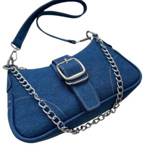 Sac à main en jean chic et élégant sur fond blanc