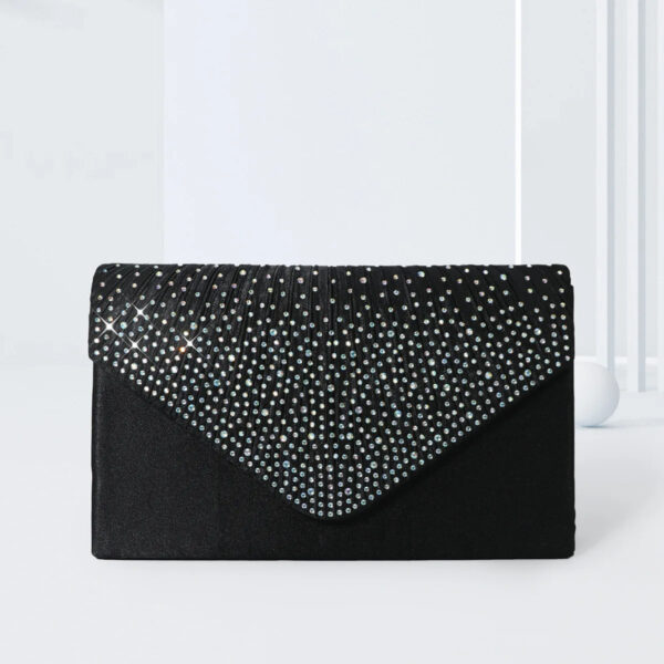 Sac à main noir luxueux à strass sur fond gris