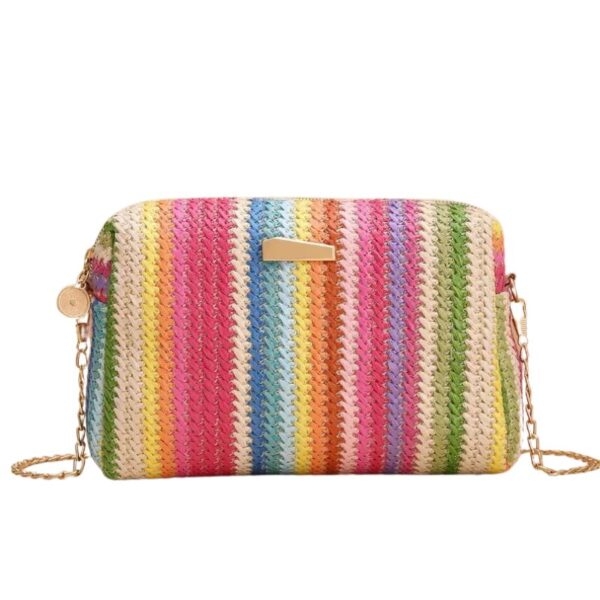 Sac à main original et raffiné multicolore sur fond blanc