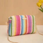 Sac à main original et raffiné multicolore de trois quart face