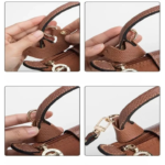 Sangle de sac à main réglable marron en simili cuir,détails de l'accroche
