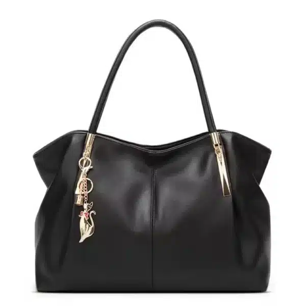Sac à main lycée élégant de grande capacité à poignée couleur noire