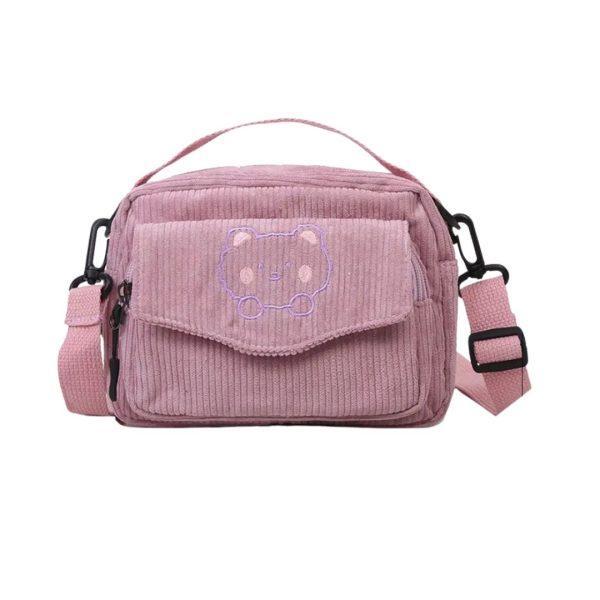sac-main-ado-rose-ourson-brode-02 Sac à main ado rose avec ourson brodé sur fond blanc