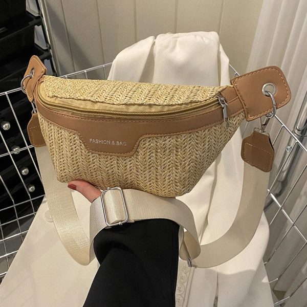 Sac à main banane d'été en paille tissé